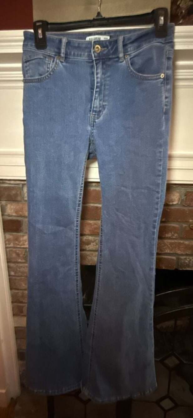 Pull&Bear Women's Mid-Blue Denim Flare Jeans